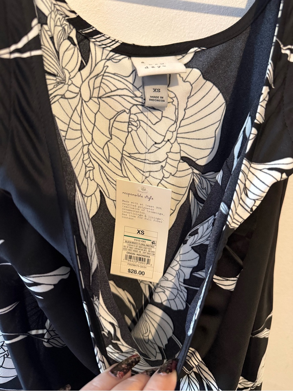 A new day Black and White Floral Slip Dress - Picture 4 of 9